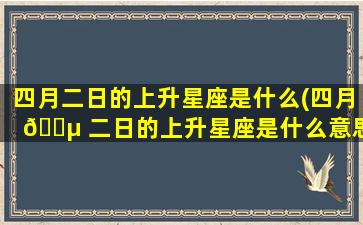 四月二日的上升星座是什么(四月 🌵 二日的上升星座是什么意思)